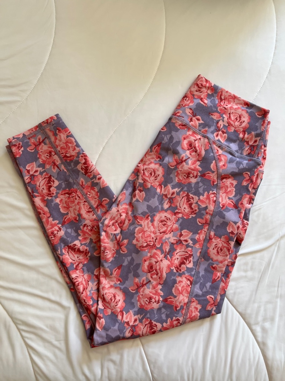 Fabletics Floral Print High-Waist Leggings - Pink & Gray